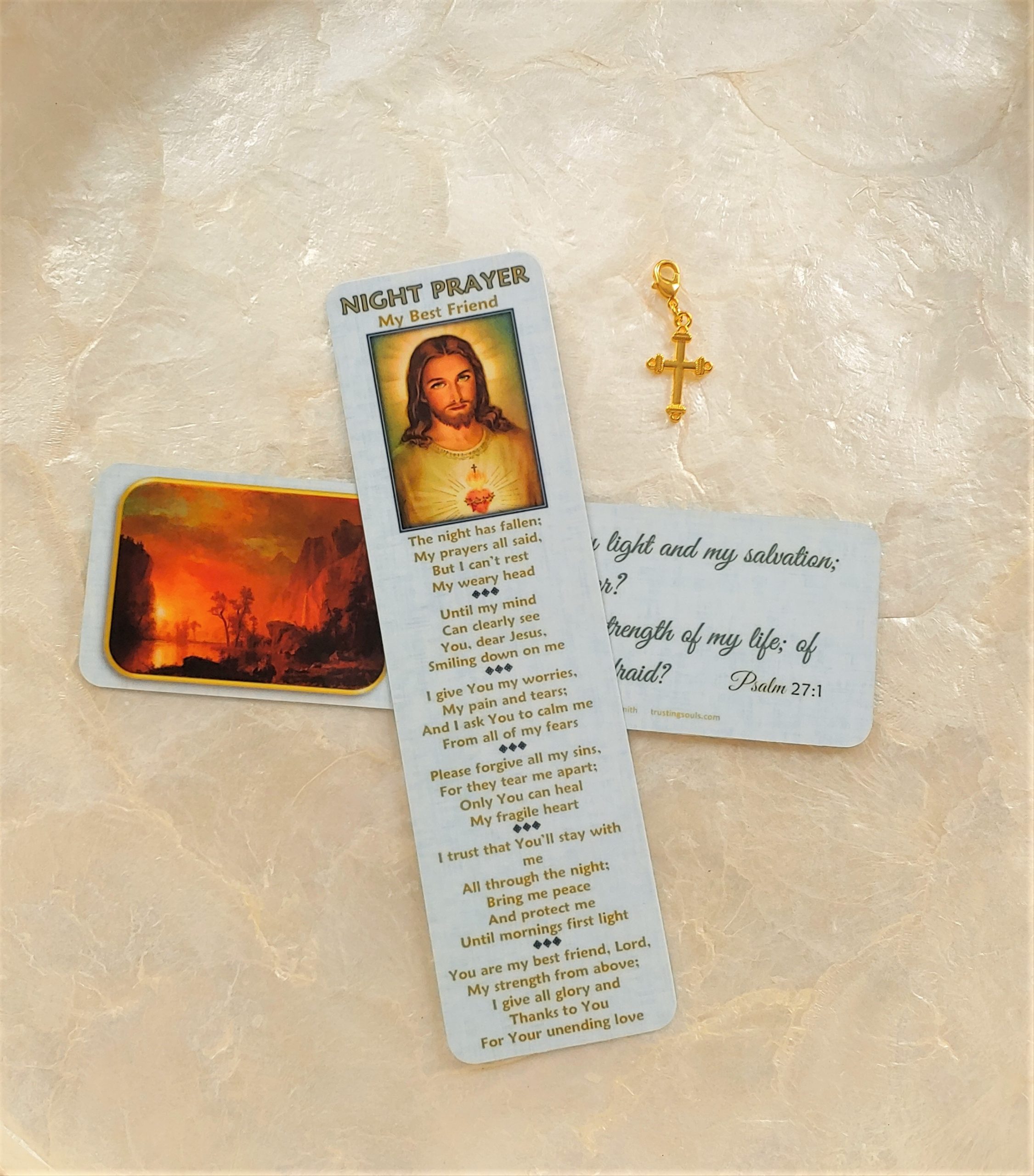 Night Prayer (My Best Friend) Bookmark/ Aqua-Sunset with Gold